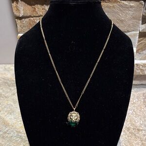 Gold Lion GG Pendant Necklace
